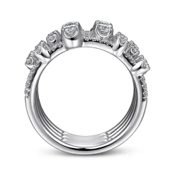 Best Gabriel & Co. 14K White Gold Layered Wide Band Diamond Ring