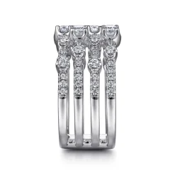 Best Gabriel & Co. 14K White Gold Layered Wide Band Diamond Ring
