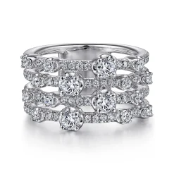 Best Gabriel & Co. 14K White Gold Layered Wide Band Diamond Ring
