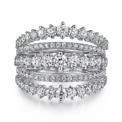 Clearance Gabriel & Co. 18K White Gold Layered Wide Band Diamond Ring