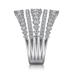 Clearance Gabriel & Co. 18K White Gold Layered Wide Band Diamond Ring