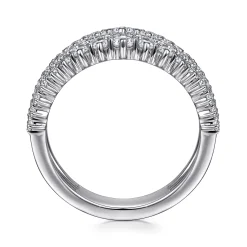 Clearance Gabriel & Co. 18K White Gold Layered Wide Band Diamond Ring
