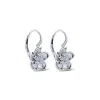 Gabriel & Co. 14K White Gold Leverback Flower Earrings with Diamond Center
