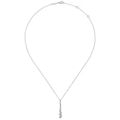 Gabriel & Co. 14K White Gold Linear Diamond Cluster Drop Pendant Necklace