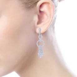 Best Gabriel & Co. 18K White Gold Linear Diamond Drop Earrings