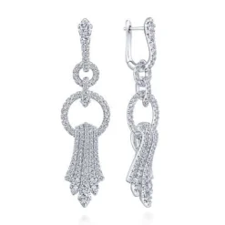 Best Gabriel & Co. 18K White Gold Linear Diamond Drop Earrings