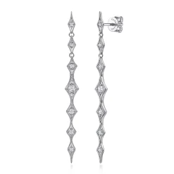 Gabriel & Co. 14K White Gold Linear Diamond Station Drop Earrings
