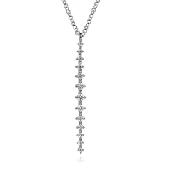 Online Gabriel & Co. 14K White Gold Long Diamond Drop Bar Necklace