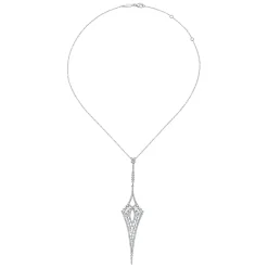 Gabriel & Co. 18K White Gold Long Diamond Kite Shaped Pendant Necklace