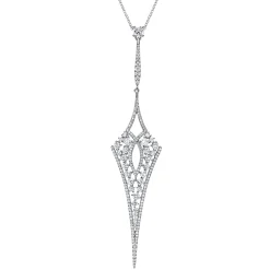 Gabriel & Co. 18K White Gold Long Diamond Kite Shaped Pendant Necklace