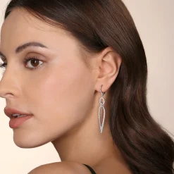 Best Gabriel & Co. 14K White Gold Long Diamond Teardrop Earrings