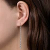 Hot Gabriel & Co. 14K White Gold Long Graduating Diamond Bar Earrings