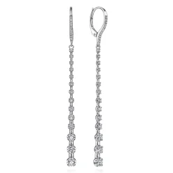 Hot Gabriel & Co. 14K White Gold Long Graduating Diamond Bar Earrings
