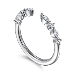 Outlet Gabriel & Co. 14K White Gold Marquise and Round Open Diamond Anniversary Band - 0.25 ct