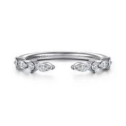 Outlet Gabriel & Co. 14K White Gold Marquise and Round Open Diamond Anniversary Band - 0.25 ct