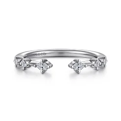 Online Gabriel & Co. 14K White Gold Marquise and Round Station Open Diamond Anniversary Band - 0.12 ct