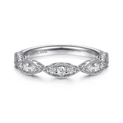 Clearance Gabriel & Co. 14K White Gold Marquise Diamond Cluster Stackable Ring