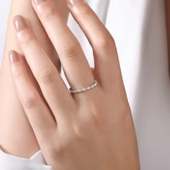 Sale Gabriel & Co. 14K White Gold Marquise Station Diamond Stackable Ring