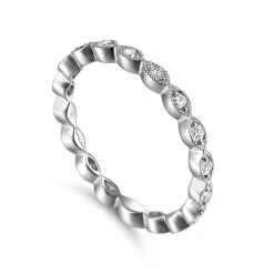 Sale Gabriel & Co. 14K White Gold Marquise Station Diamond Stackable Ring