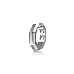New Gabriel & Co. 14K White Gold Mens Angular Cuts Single Huggie Earring