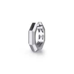 New Gabriel & Co. 14K White Gold Mens Angular Cuts Single Huggie Earring