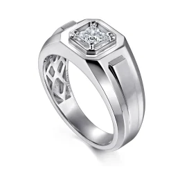 New Gabriel & Co. 14K White Gold Mens Engagement Ring in High Polish Finish