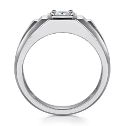 New Gabriel & Co. 14K White Gold Mens Engagement Ring in High Polish Finish