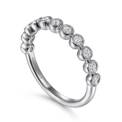 Clearance Gabriel & Co. 14K White Gold Milgrain Bezel Diamond Stackable Ring