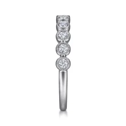 Clearance Gabriel & Co. 14K White Gold Milgrain Bezel Diamond Stackable Ring