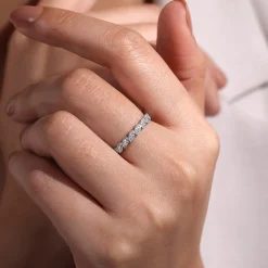 Clearance Gabriel & Co. 14K White Gold Millgrained Marquise Stackable Diamond Ring