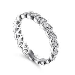 Clearance Gabriel & Co. 14K White Gold Millgrained Marquise Stackable Diamond Ring