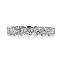 Clearance Gabriel & Co. 14K White Gold Millgrained Marquise Stackable Diamond Ring