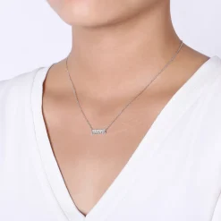 Hot Gabriel & Co. 14K White Gold Mini Diamond Bar Necklace