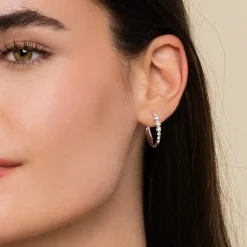 Outlet Gabriel & Co. 14K White Gold 20mm Buttercup Set Diamond Classic Oval Hoop Earrings