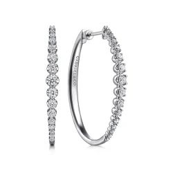 Sale Gabriel & Co. 14K White Gold 40mm Buttercup set Diamond Classic Oval Hoop Earrings