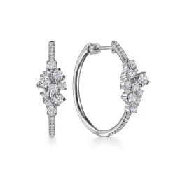 Best Gabriel & Co. 18K White Gold 30mm Cascading Diamond Hoop Earrings