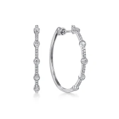 Best Gabriel & Co. 14K White Gold 30mm Classic Diamond Hoop Earrings