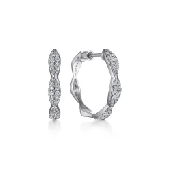 New Gabriel & Co. 14K White Gold 20mm Classic Diamond Hoop Earrings
