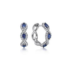 Sale Gabriel & Co. 14K White Gold 15mm Diamond and Sapphire Earrings