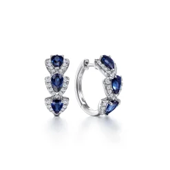 Online Gabriel & Co. 14K White Gold 15mm Diamond and Sapphire Huggies