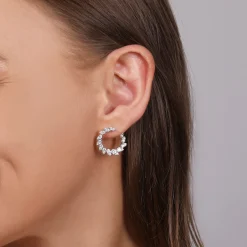Online Gabriel & Co. 14K White Gold 20mm Diamond Burst Bypass Hoop Earrings