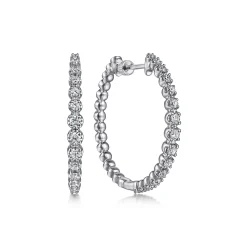 Hot Gabriel & Co. 14K White Gold 30mm Diamond Classic Hoop Earrings