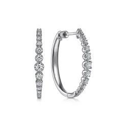Outlet Gabriel & Co. 14K White Gold 30mm Diamond Classic Oval Hoop Earrings