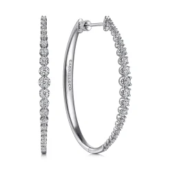 Outlet Gabriel & Co. 14K White Gold 50mm Diamond Classic Oval Hoop Earrings