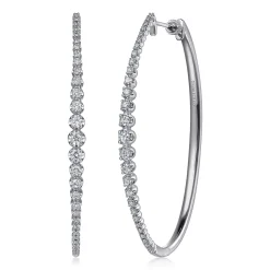 Hot Gabriel & Co. 14K White Gold 60mm Diamond Classic Oval Hoop Earrings