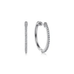 Best Gabriel & Co. 14K White Gold 20mm Diamond Classic Hoop Earrings