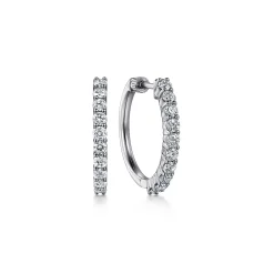 Hot Gabriel & Co. 14K White Gold 20mm Diamond Classic Hoop Earrings