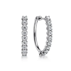 Discount Gabriel & Co. 14K White Gold 30mm Diamond Hoop Earrings