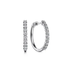 Hot Gabriel & Co. 14K White Gold 20mm Diamond Hoop Earrings