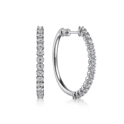 Sale Gabriel & Co. 14K White Gold 30mm Diamond Hoop Earrings
